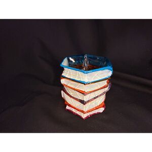 Hand Blown Art Glass Book Stack Mug Colorful